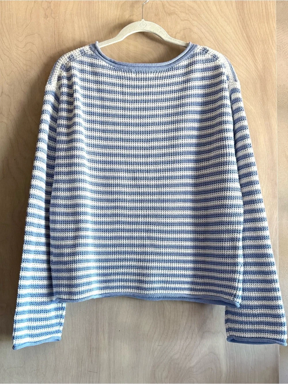 J.Crew Sweater Stripe Blue Ivory Cotton Linen Blend Women’s XL NWT Long Sleeve